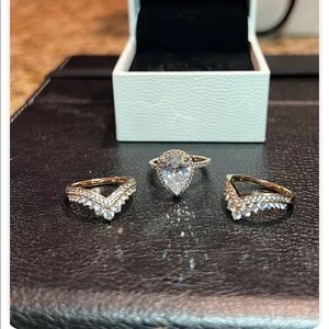 Sparkling Teardrop Halo Ring Sz 4.5 and Pandora Timeless Wish Tiara (Sz 4.5) SET